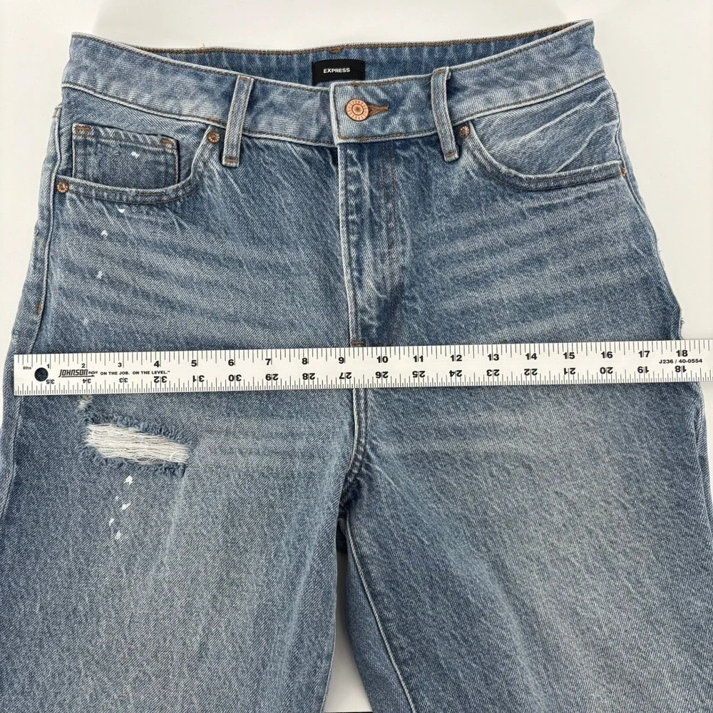 Express Women Straight‎ Ankle High Rise Stretch Jeans Light Wash Size 8R